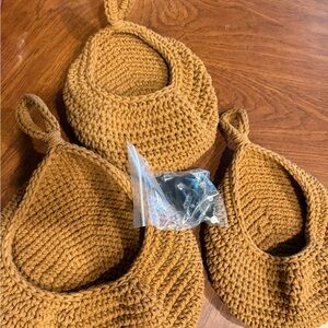 Handmade Crochet Basket Set in Brown
